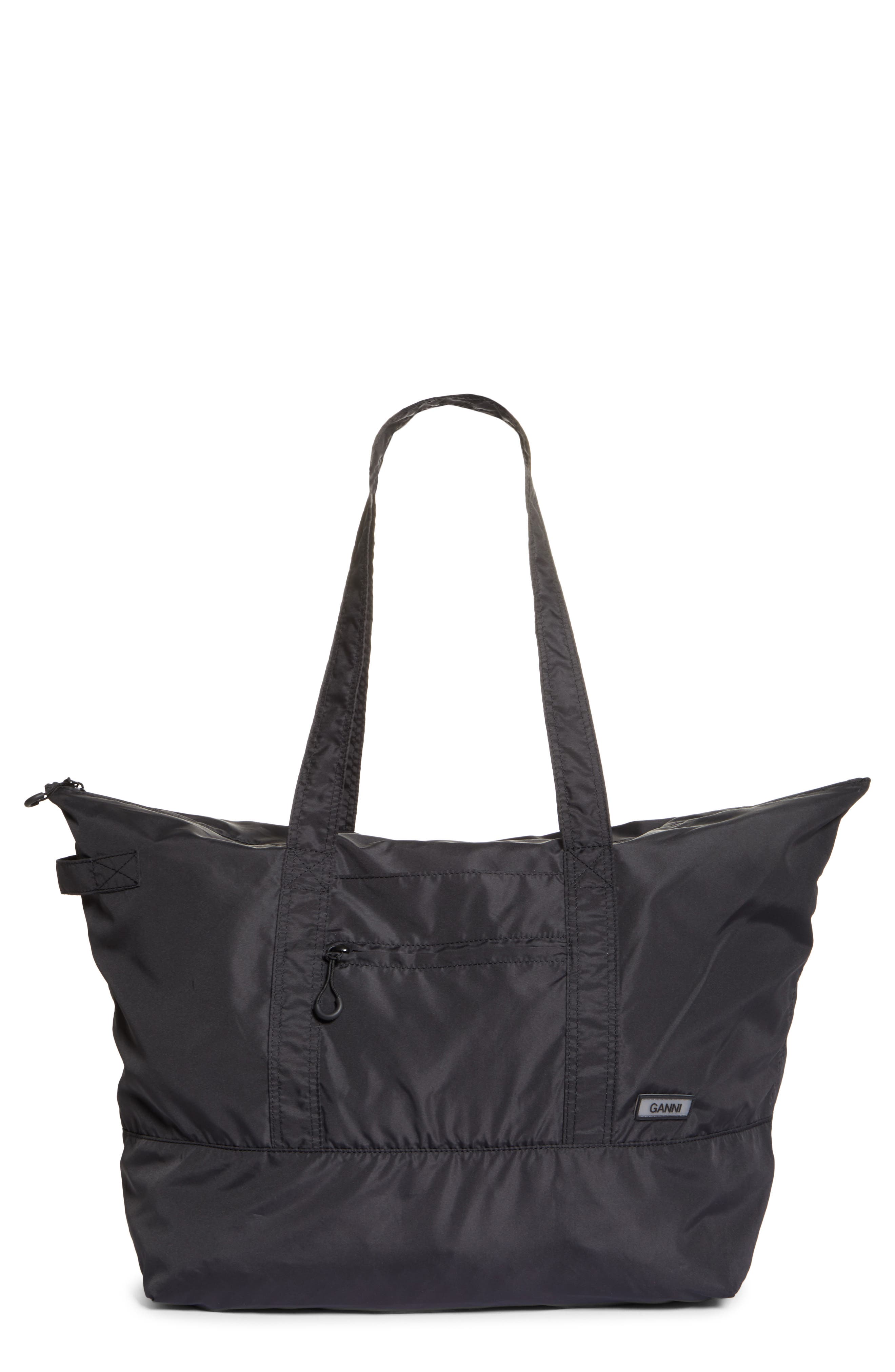 Ganni Large Nylon Tote, Main, color, 