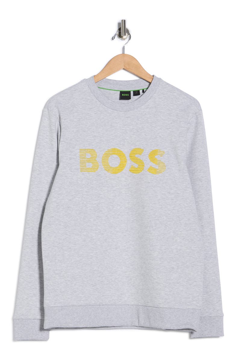 BOSS Salbo Crewneck Sweatshirt, Alternate, color, Light Pastel/ Grey