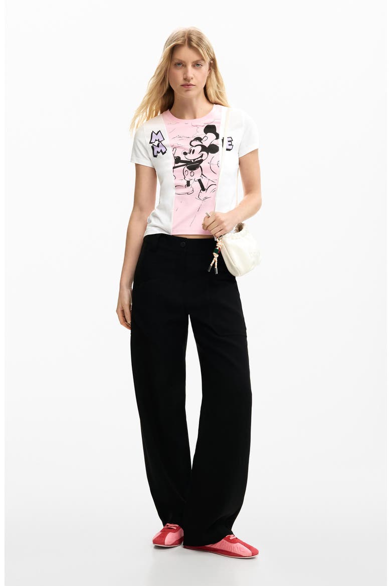 Mickey Mouse Paneled Graphic T-Shirt, Alternate, color, WHITE