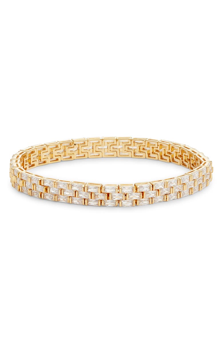 Nordstrom Cubic Zirconia Baguette Stretch Bracelet, Main, color, Clear- Gold