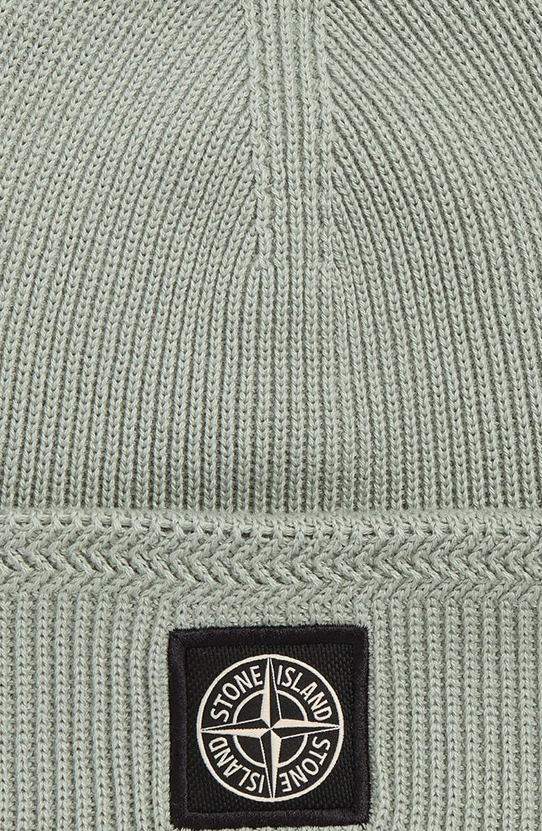 Stone Island Compass Logo Patch Rib Beanie, Alternate, color, Sage