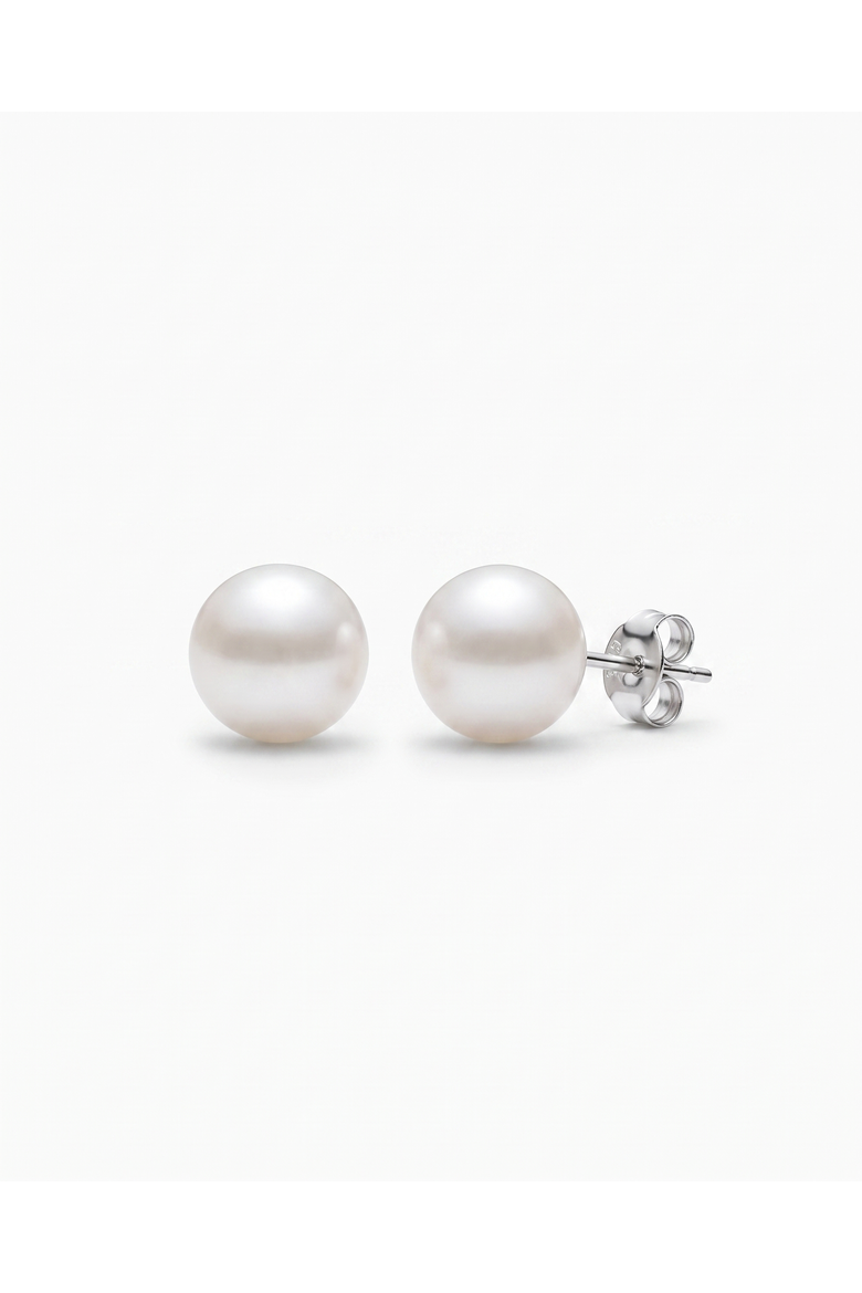 Minimalist Pearl Stud Earrings, Alternate, color, Silver