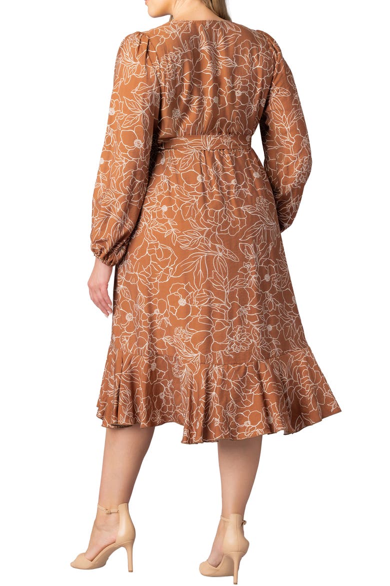 Julia Long Sleeve Midi Wrap Dress, Alternate, color, CHOCOLATE FLORAL PRINT