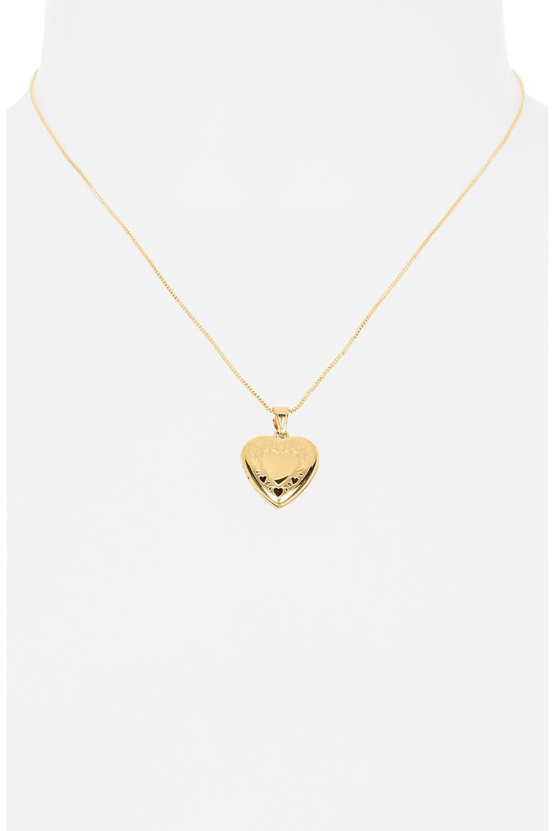 Etched Heart Locket Pendant Necklace, Alternate, color, GOLD