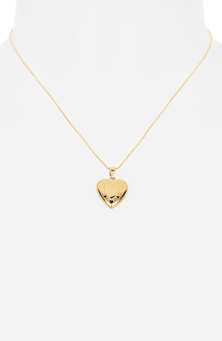 ARGENTO VIVO Etched Heart Locket Pendant Necklace, Alternate, color, Gold