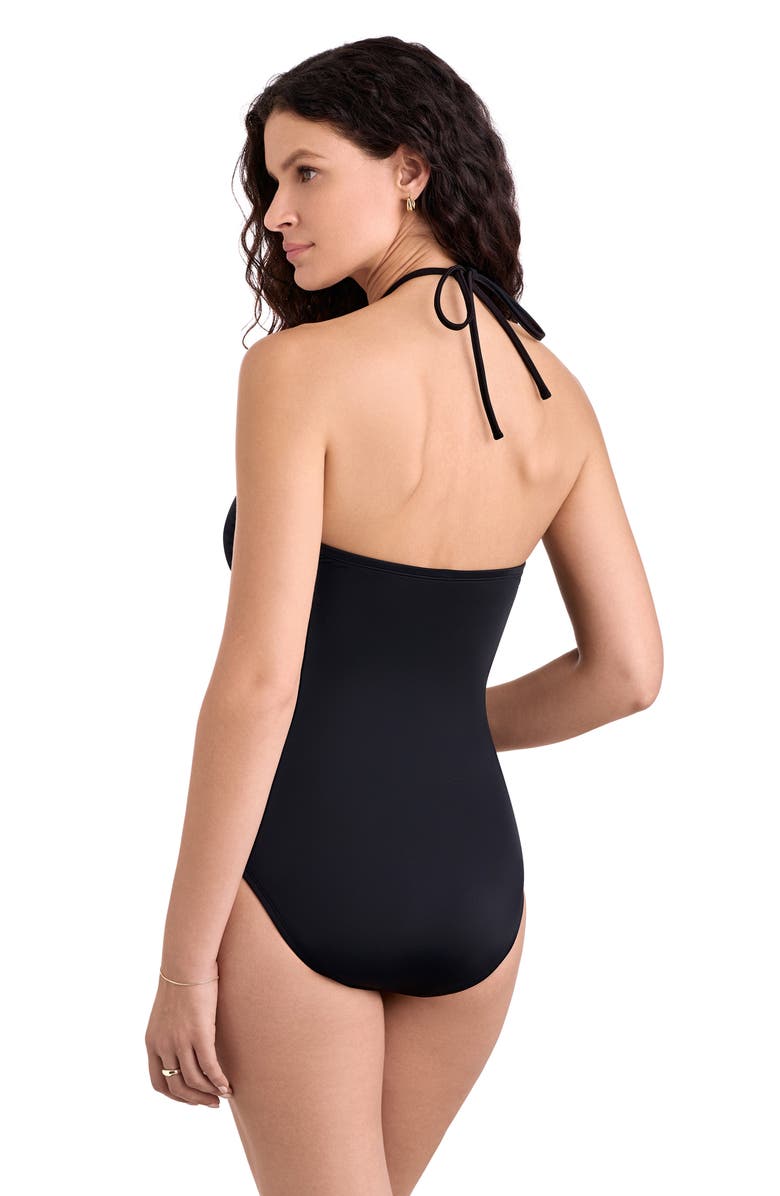 ShapeSolver Sutton V-Wire Bandeau One-Piece Swimsuit, Alternate, color, Black