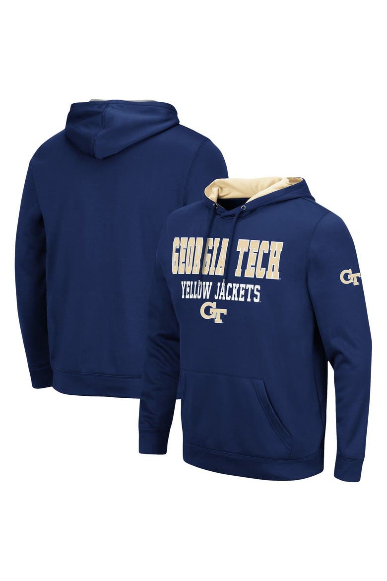 Men's Colosseum Navy Georgia Tech Yellow Jackets Sunrise Pullover Hoodie, Alternate, color, Navy
