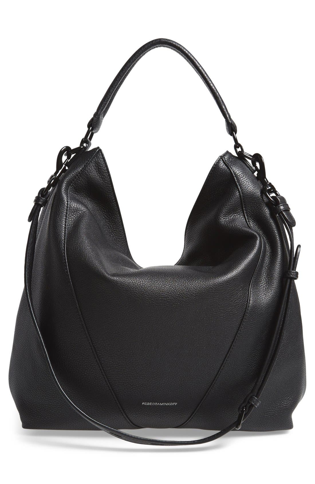 'Moto' Hobo Bag, Alternate, color, BLACK/ BLACK