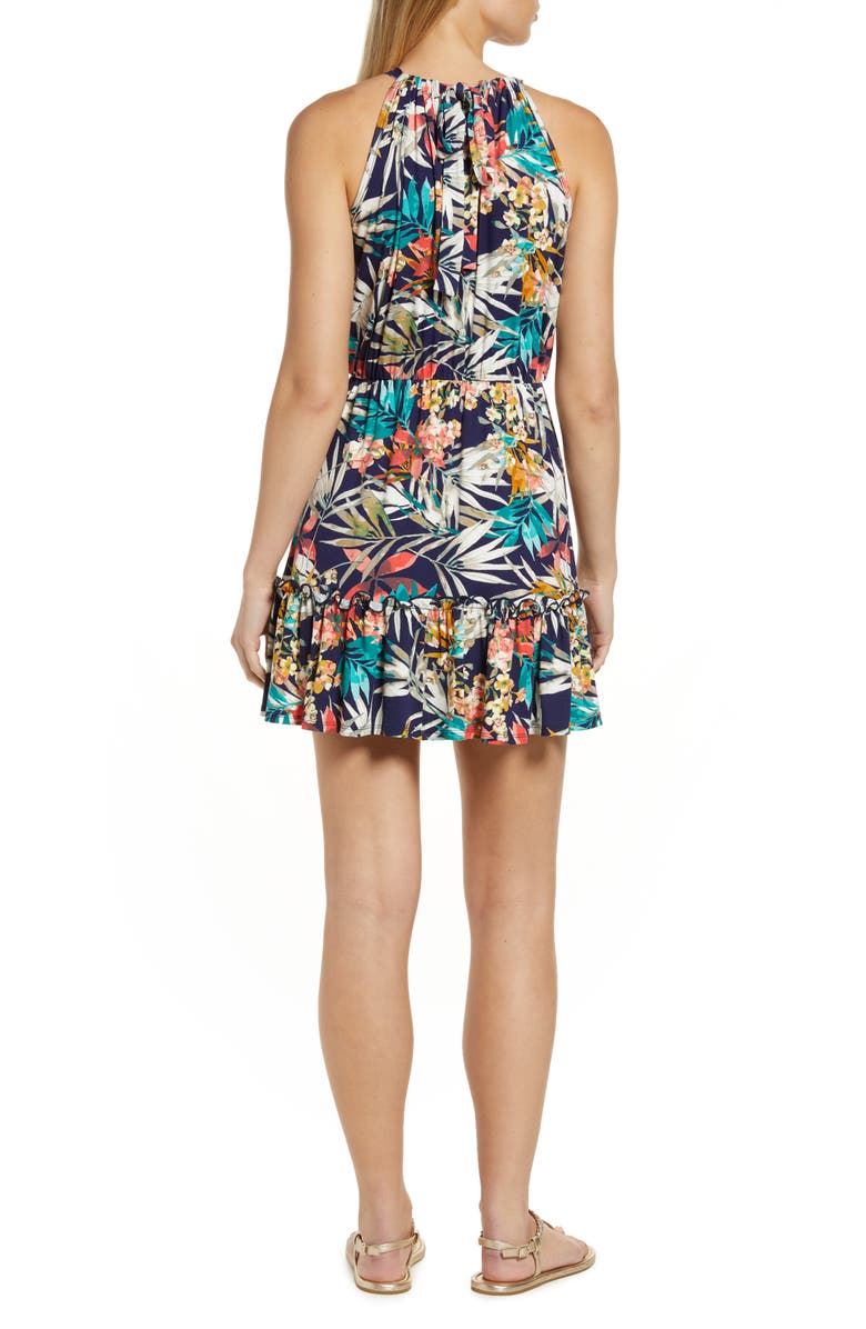 Loveappella Floral Halter Neck Knit Dress, Alternate, color, 