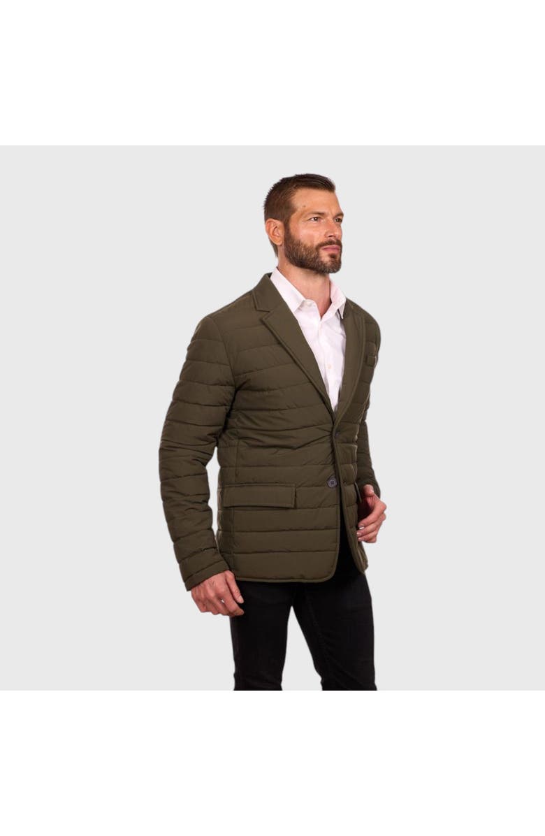 Perry Ellis Tech Stretch Quilted Blazer Jacket, Main, color, Olive