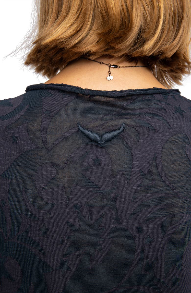 Zadig & Voltaire Tuni Mixed Print Devoré Top, Alternate, color, Encre