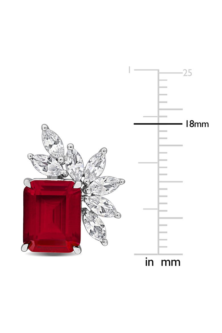 Created Ruby Sterling Silver Stud Earrings, Alternate, color, RED