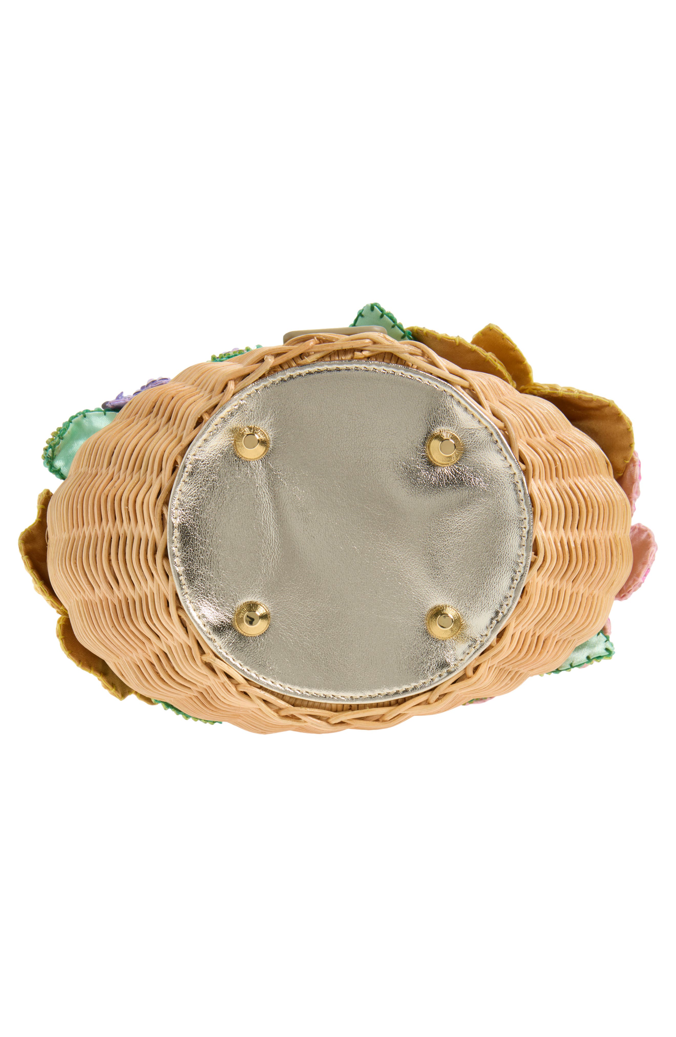 JUDITH LEIBER COUTURE Dorothy Basket Flower Bouquet Woven Rattan Top Handle Bag, Alternate, color, Champagne Natural