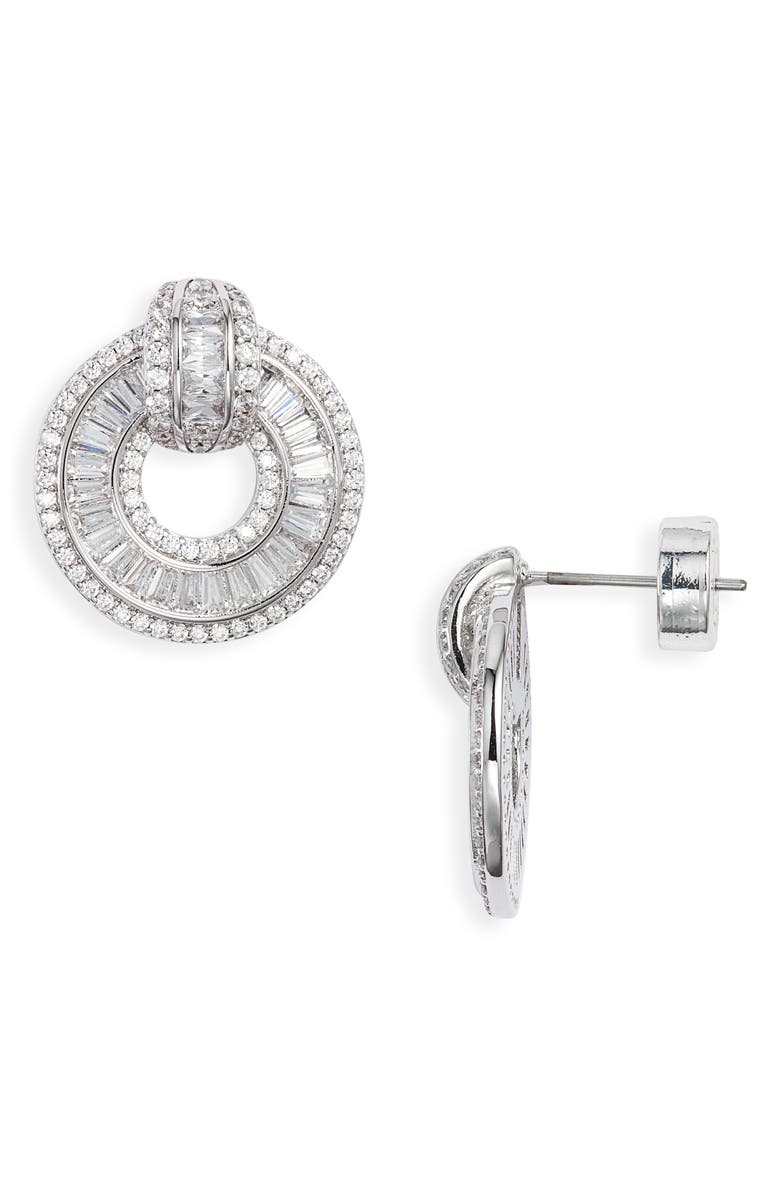 Nordstrom Cubic Zirconia Doorknocker Earrings, Main, color, Clear- Silver