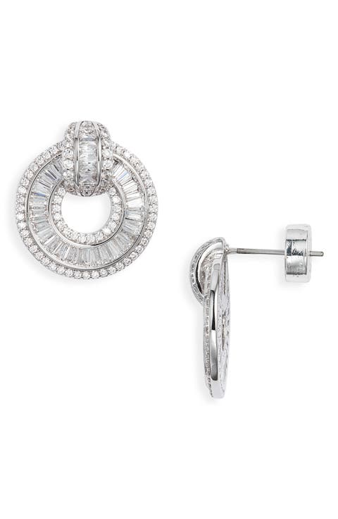 Cubic Zirconia Doorknocker Earrings