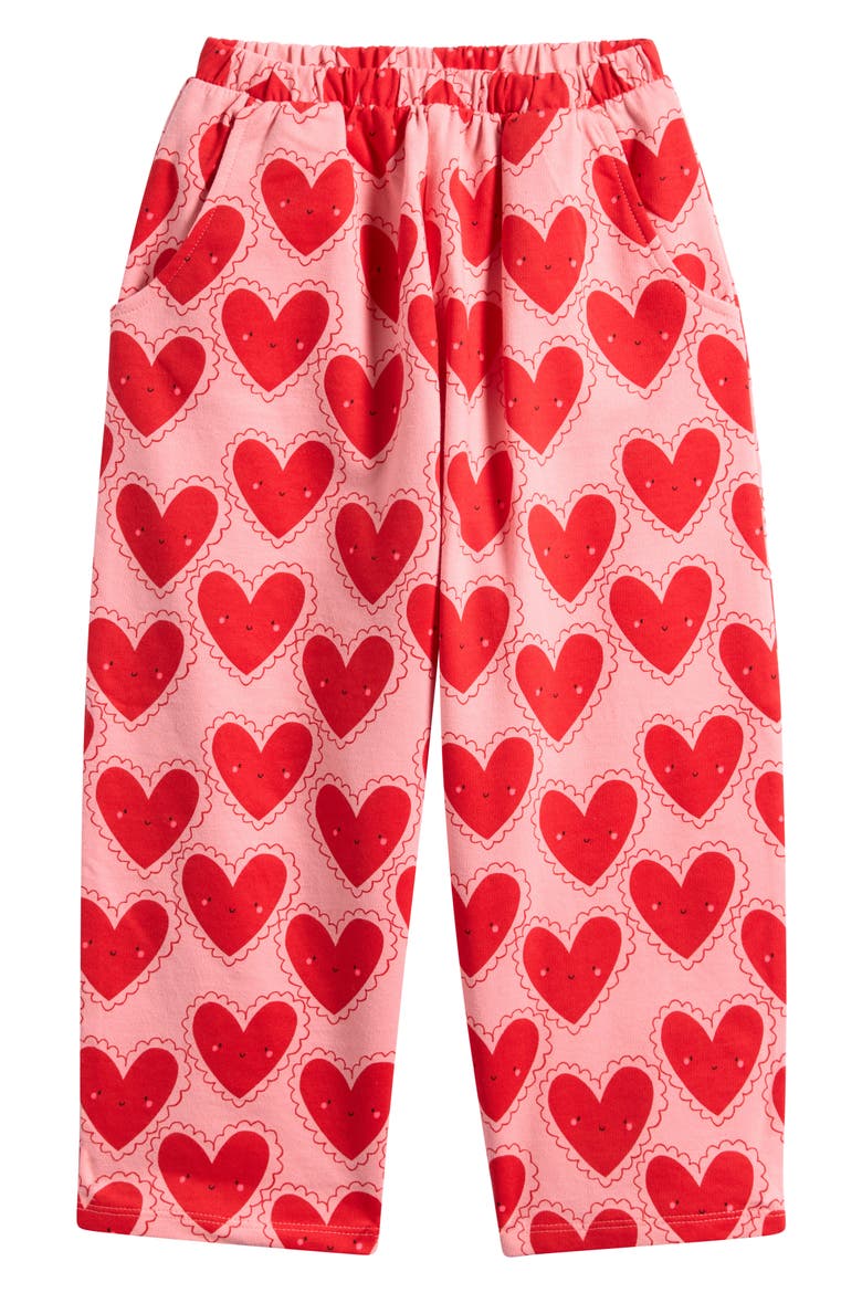 Kids' Happy Hearts Cotton Pants, Main, color, RED