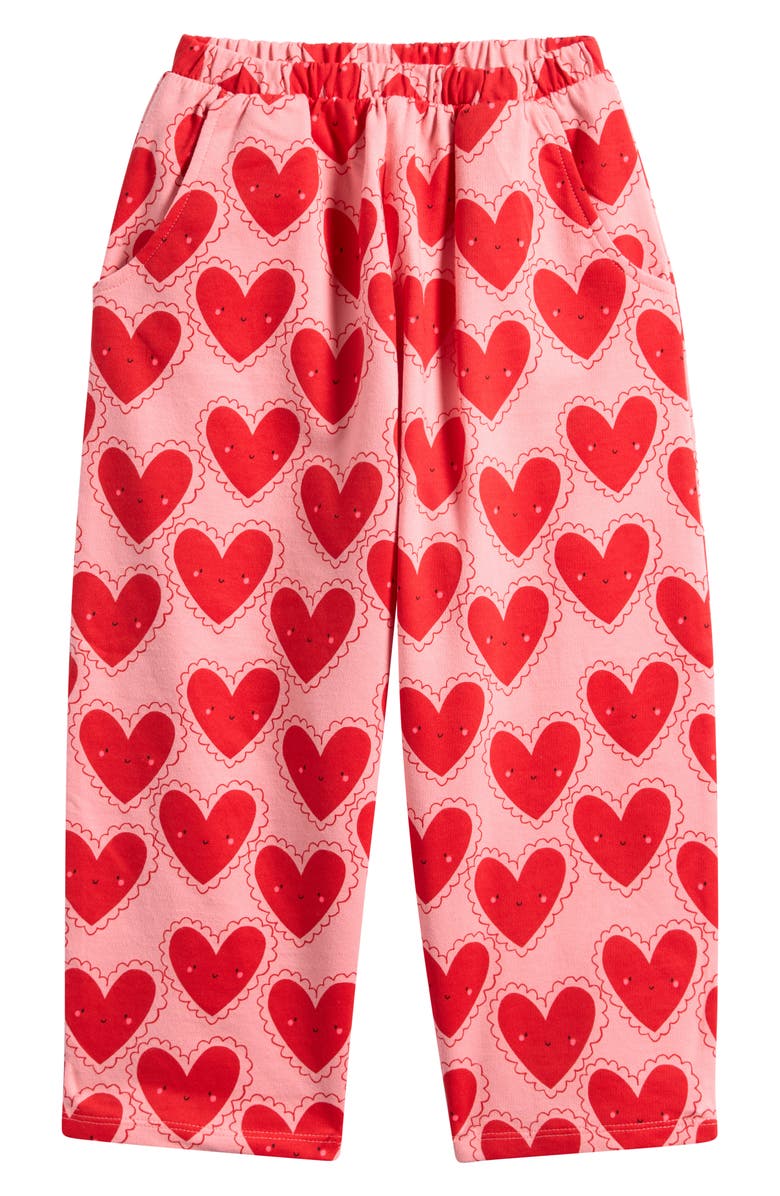 NEXT Kids' Happy Hearts Cotton Pants, Main, color, Red