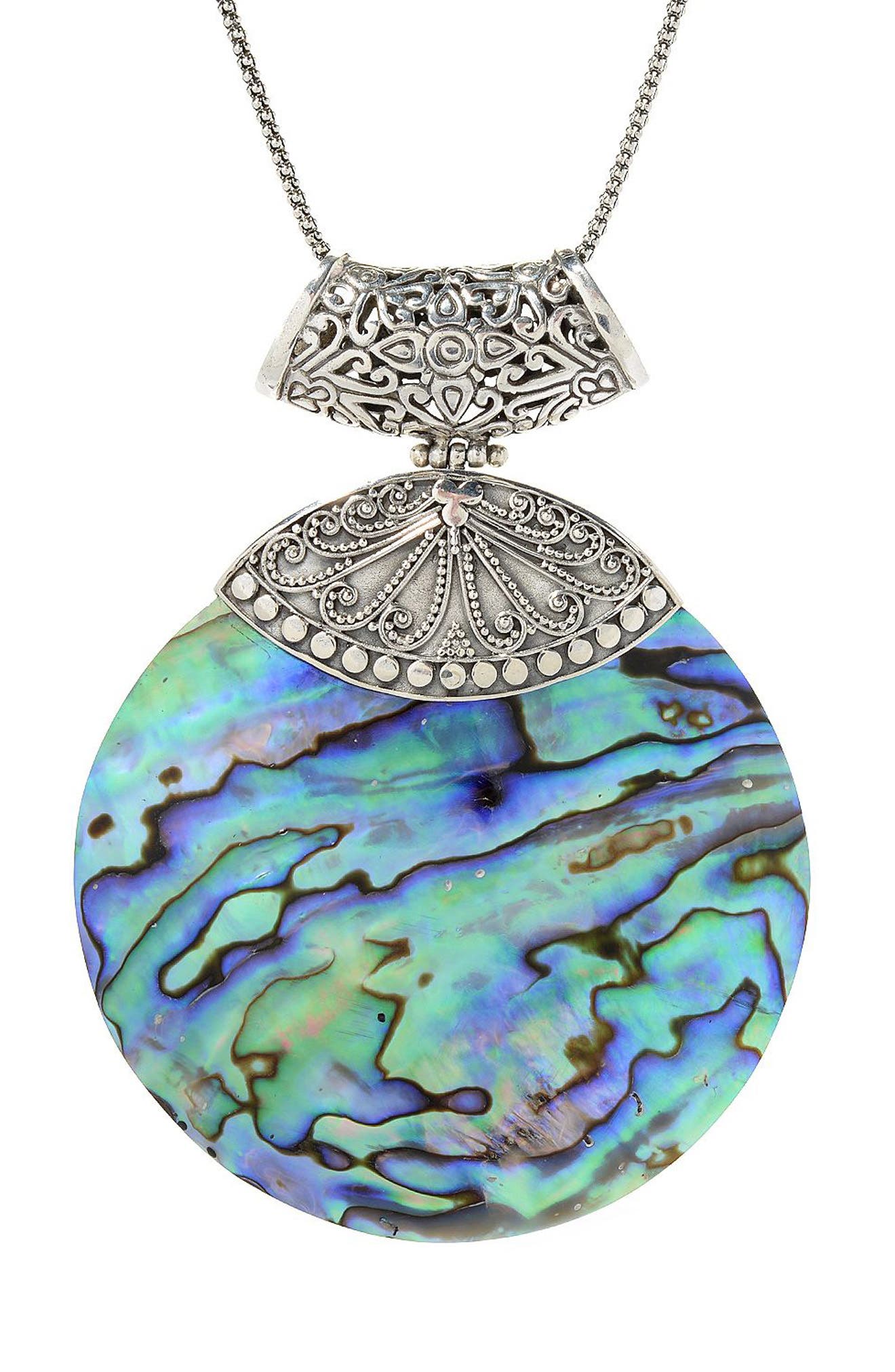Abalone Round Pendant Necklace