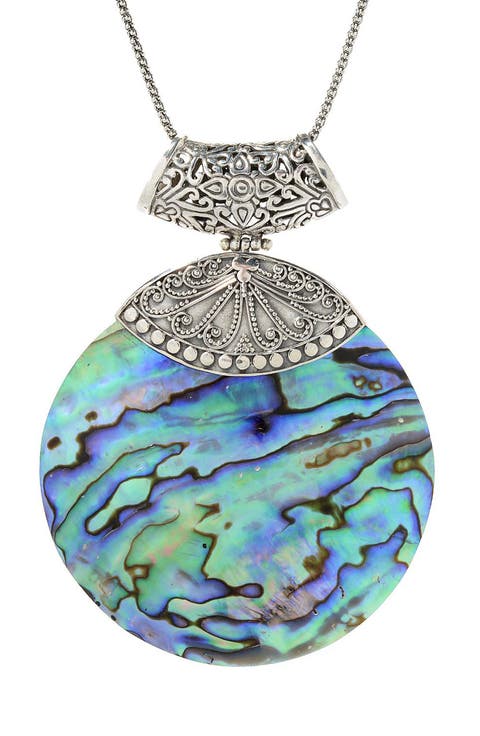 Abalone Round Pendant Necklace