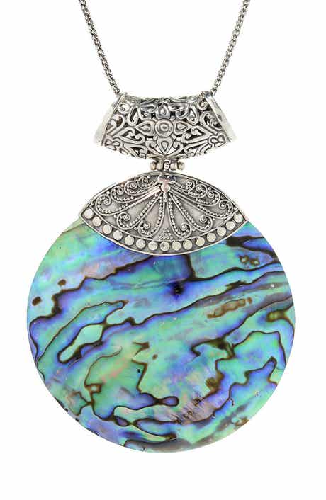Abalone Round Pendant Necklace