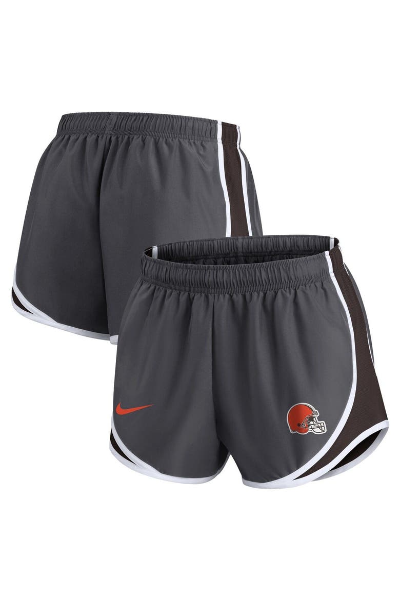 Women's Nike Charcoal Cleveland Browns Logo Performance Tempo Shorts, Main, color, Charcoal