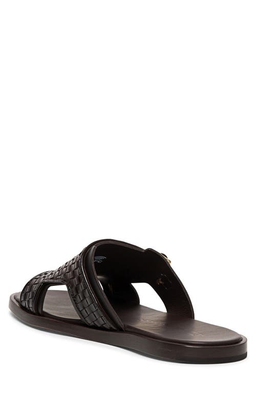 Santoni Duo Woven Leather Monk Strap Slide Sandal
