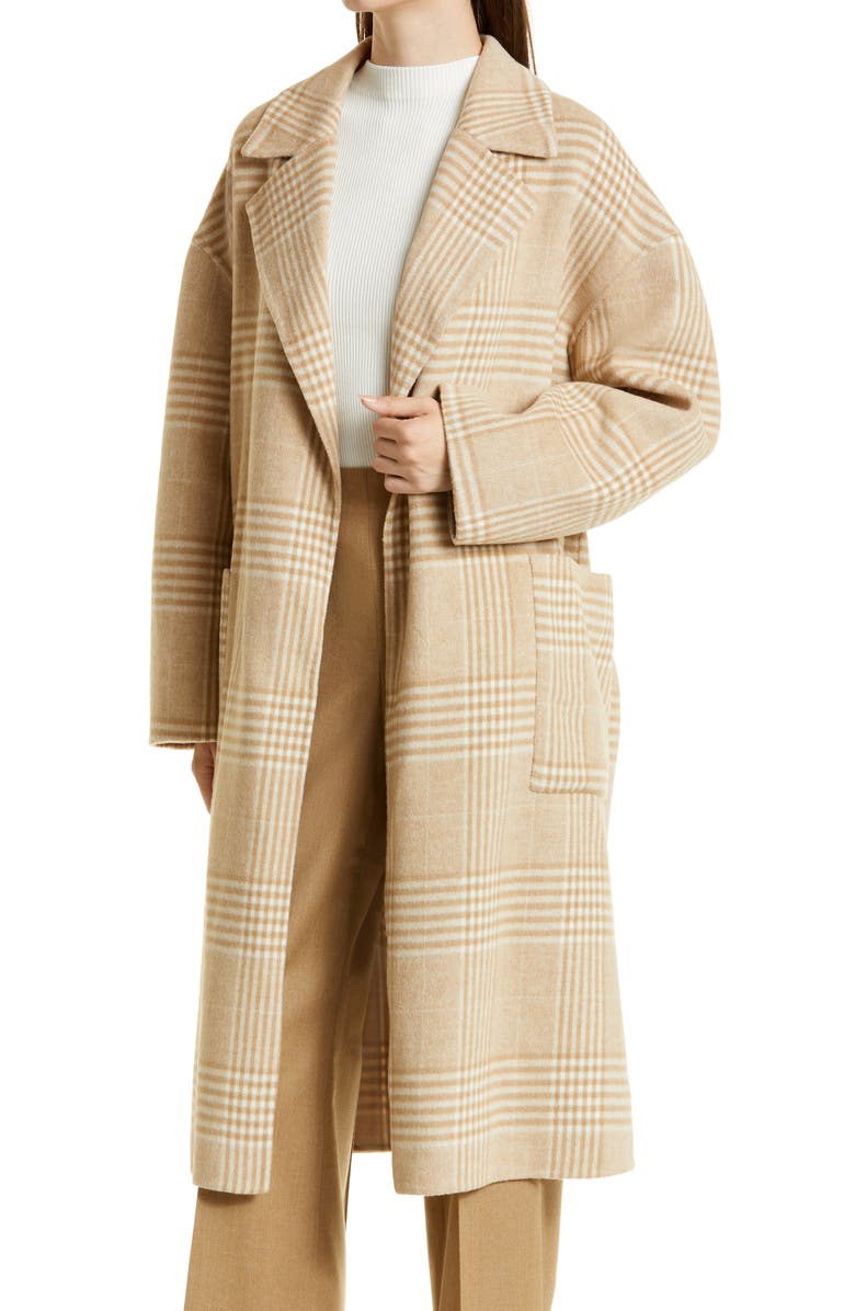 BOSS Coletti Plaid Wool Blend Coat, Alternate, color,