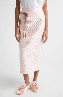 Quilted Floral Offset Pencil Skirt