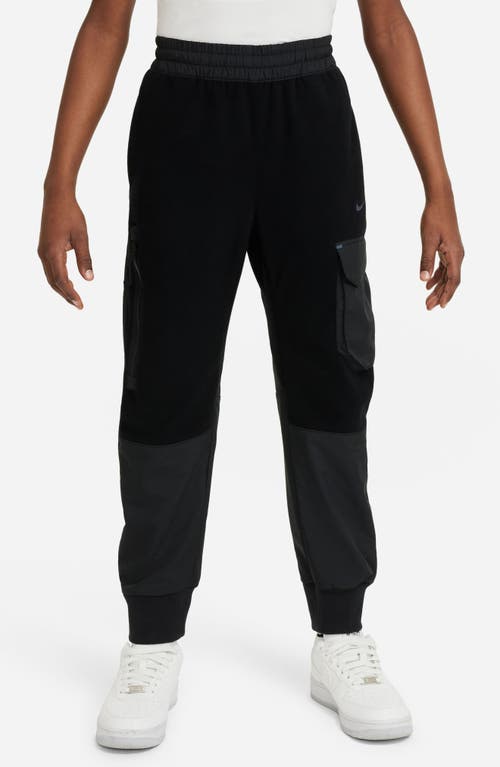 Nike Kids' Mixed Media Cargo Joggers In Black/black