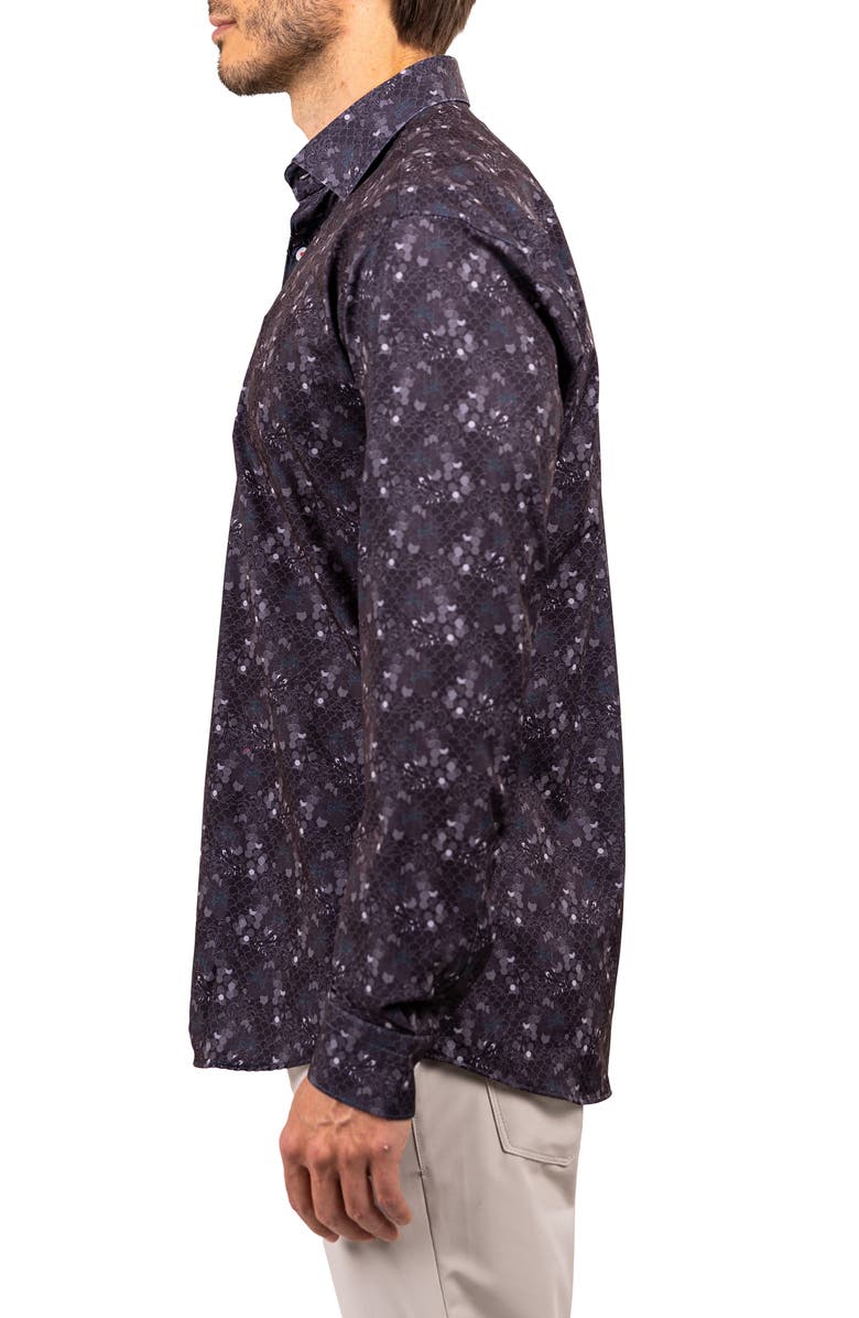 Maceoo Fibonacci Stretch Ascension 3315 Contemporary Fit Button-Up Shirt, Alternate, color, Black