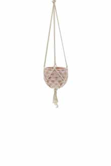 FLORA BUNDA Pink Ceramic Macramé Hanging Planter