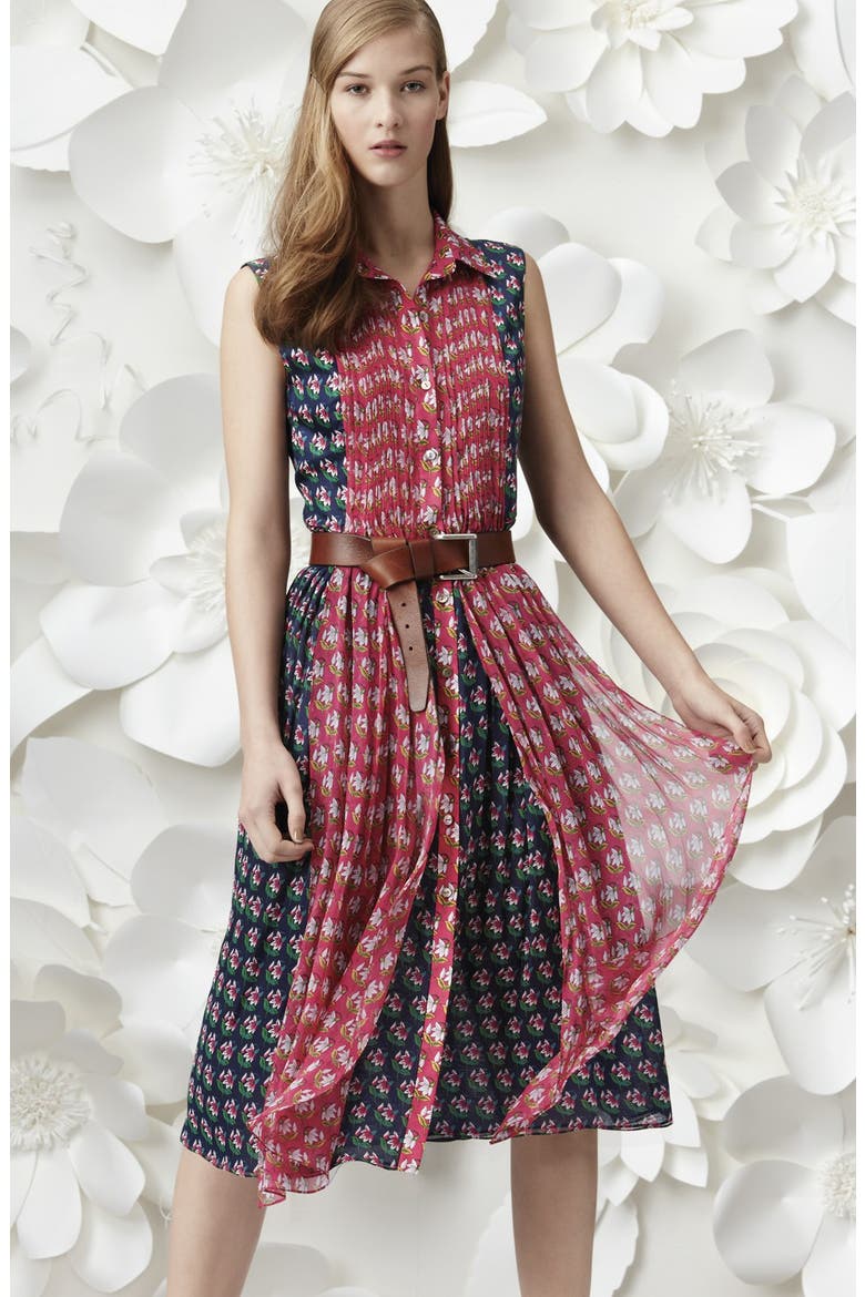 'Nieves' Floral Print Silk Shirtdress, Alternate, color, ZEN FLORAL MIDNIGHT/ PINK