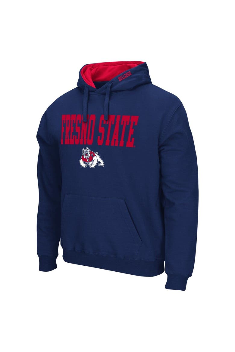 Men's Colosseum Navy Fresno State Bulldogs Arch and Logo Pullover Hoodie, Alternate, color, Navy