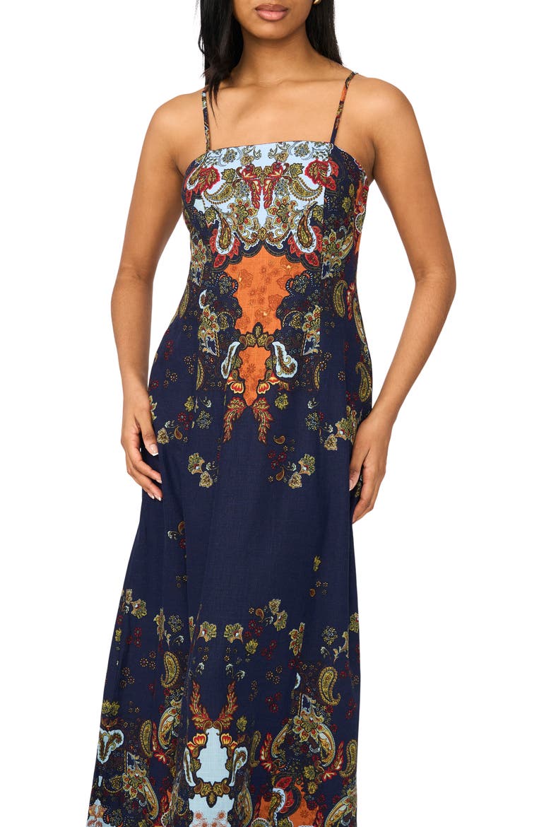 Square Neck Maxi Dress, Alternate, color, BLUE BOUQUET