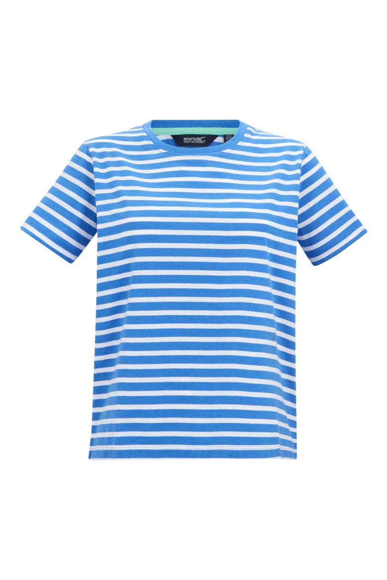 Bayletta Striped T-Shirt, Main, color, Sonic Blue and White