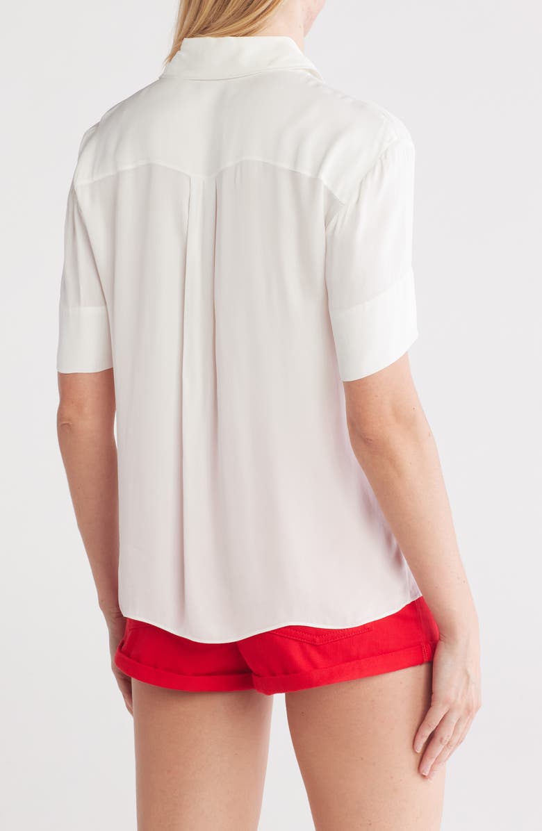 Alice + Olivia Brady Oversize Short Sleeve Button-Up Shirt, Alternate, color, 