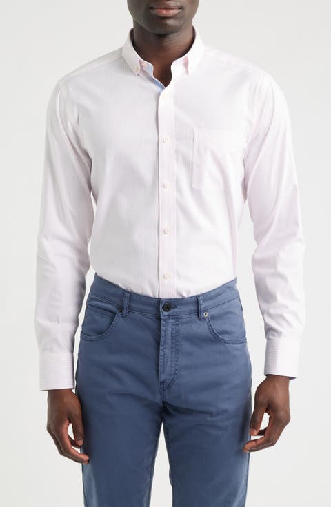 Ovation Stripe Non-Iron Stretch Cotton Button-Down Shirt