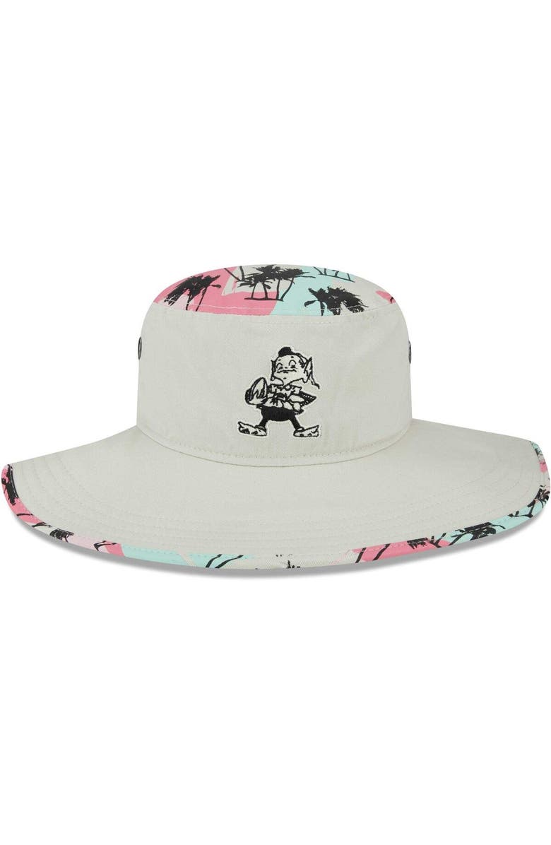 New Era Men's New Era Khaki Cleveland Browns Retro Beachin' Bucket Hat, Main, color, 