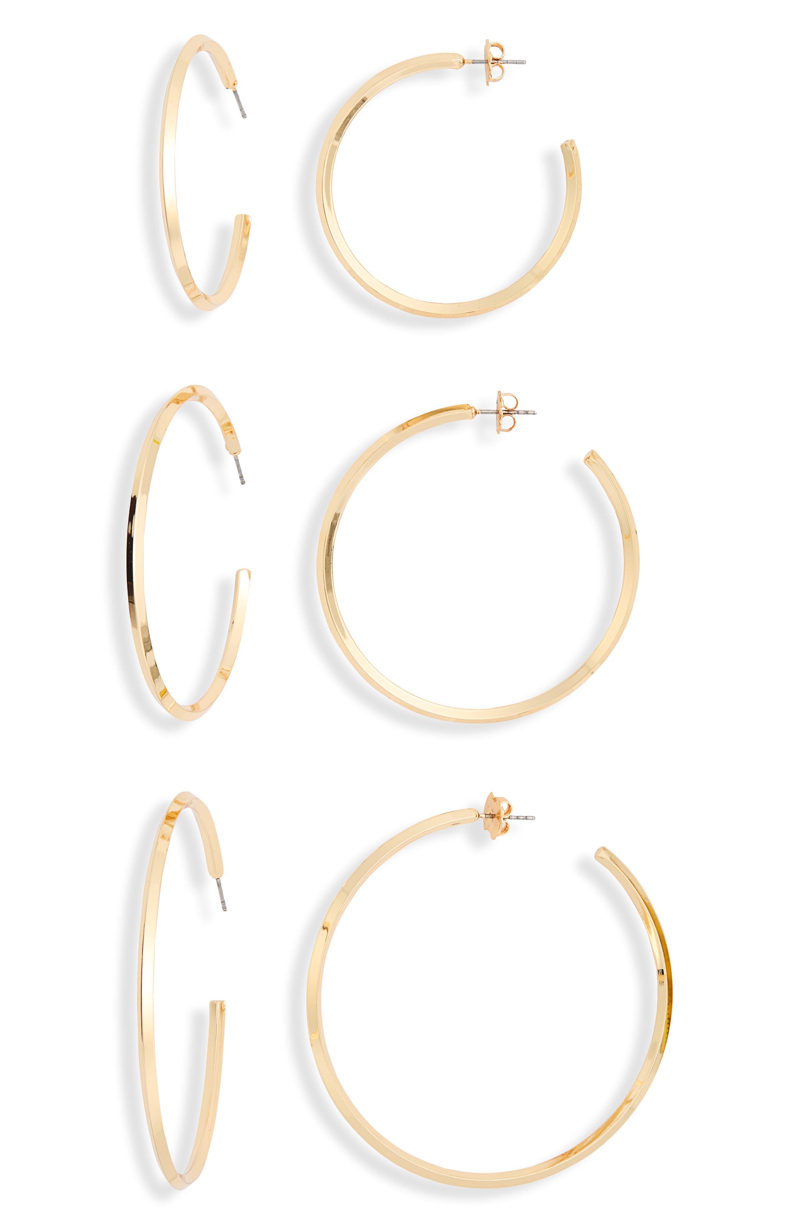 Flat Edge 3-Pack Hoop Earrings
