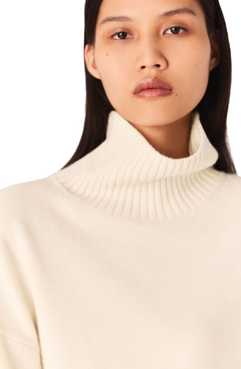 maje High-neck cashmere sweater, Alternate, color, Ecru