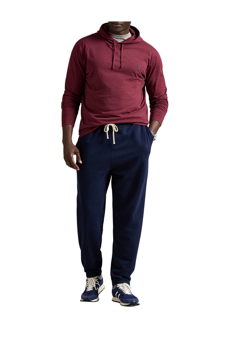 Big & Tall Jersey Hooded Long-Sleeve T-Shirt, Alternate, color, SPRING WINE HTHR