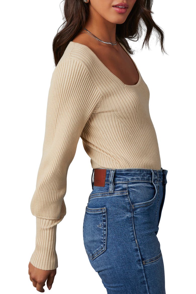 Keller Balloon Sleeve Rib Top, Alternate, color, IVORY