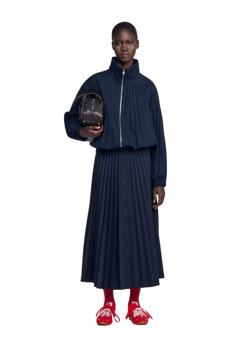 Pleated jacket, Alternate, color, Navy blue