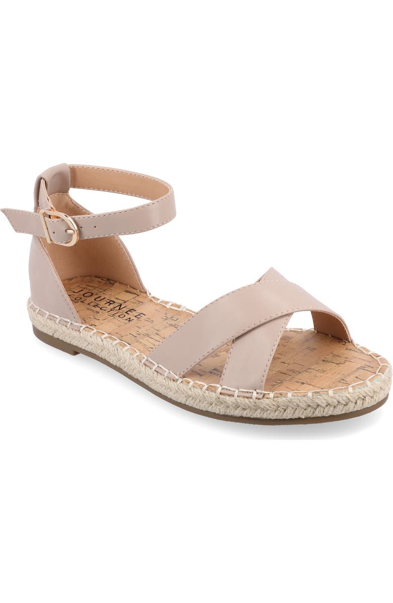 Journee Collection Lyddia Ankle Strap Espadrille Sandal - Wide Width, Main, color, Taupe