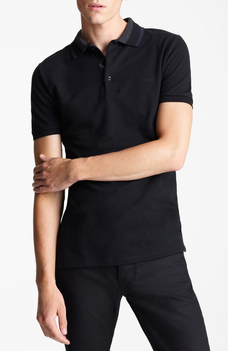 Burberry London 'Adler' Check Placket Cotton Polo, Alternate, color, 