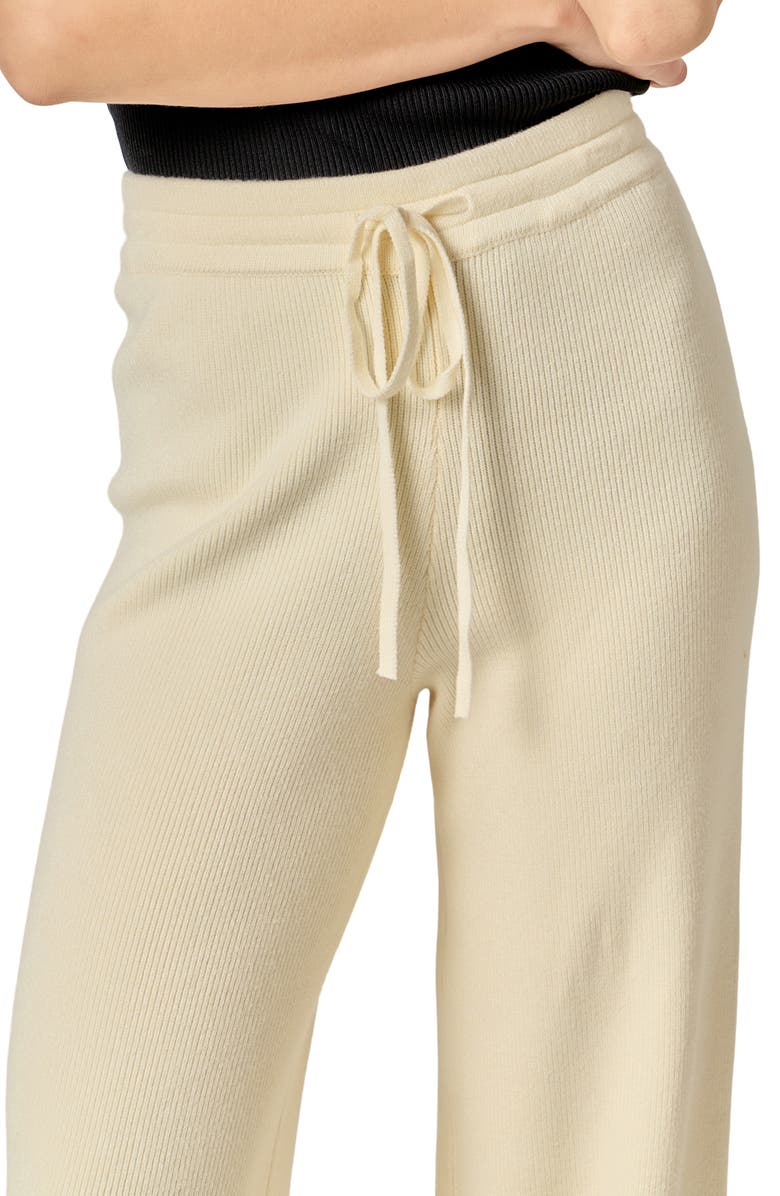 English Factory Rib Drawstring Waist Knit Pants, Alternate, color, Ivory