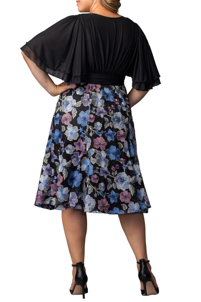 Lillian Embroidered Flutter Sleeve Cocktail Dress, Alternate, color, FLORAL FROLIC
