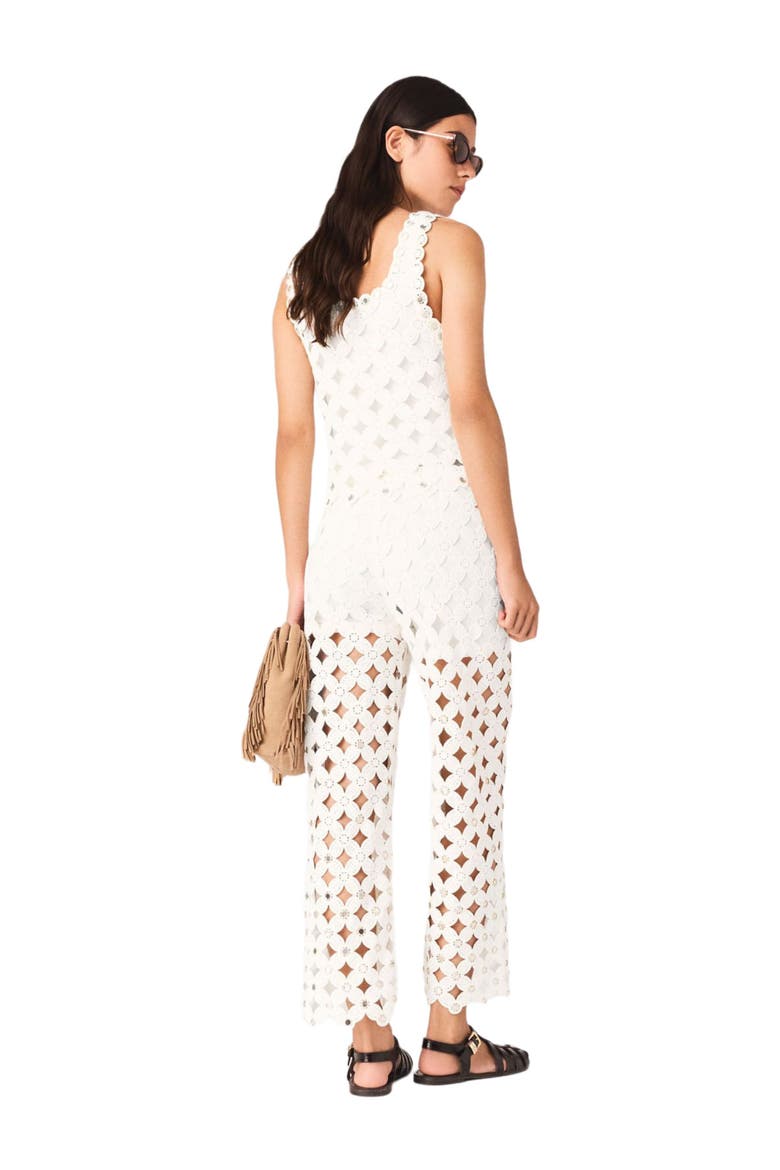 Crochet trousers with mirrors, Alternate, color, White
