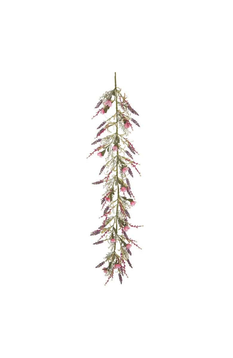 Transpac 61 Inch Multicolor Spring Twig Lavender and Blossom Garland Artificial Plastic Decor for Spring, Main, color, Multicolored