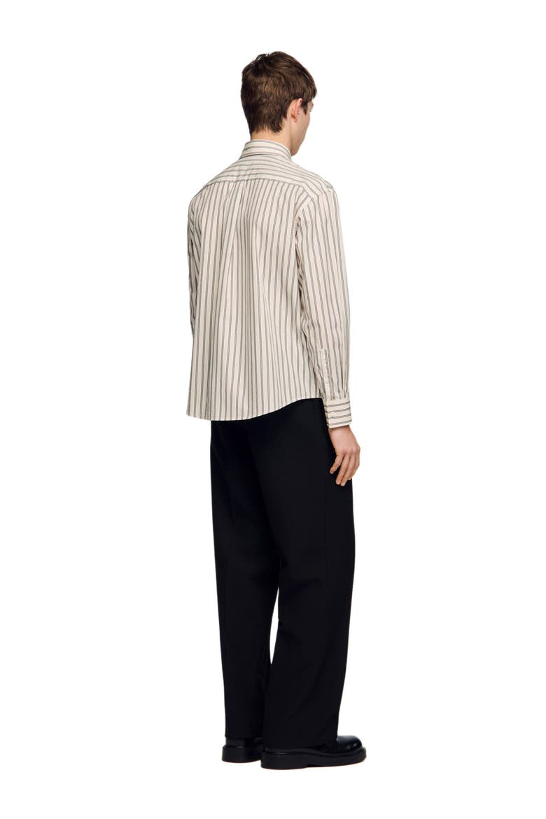 Striped cotton shirt, Alternate, color, White / navy